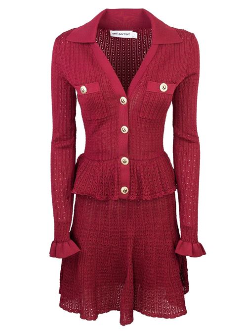 Knit mini dress SELF PORTRAIT | PF25093SBURGUNDY